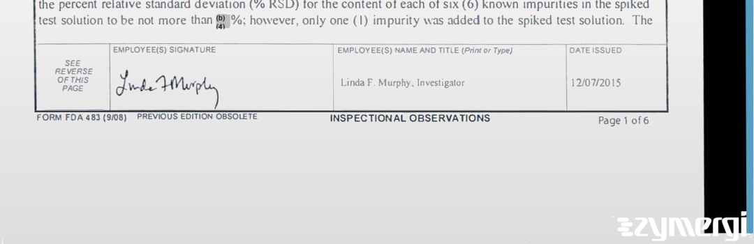 Linda F. Murphy FDA Investigator 