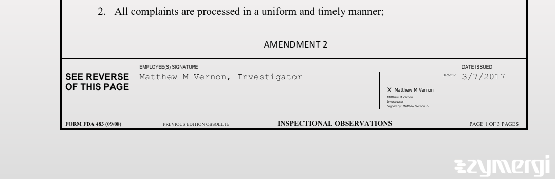 Matthew M. Vernon FDA Investigator 