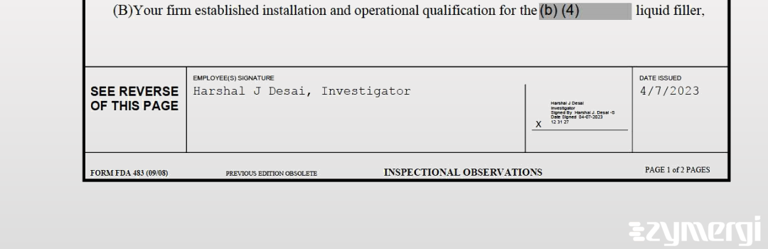 Harshal J. Desai FDA Investigator 