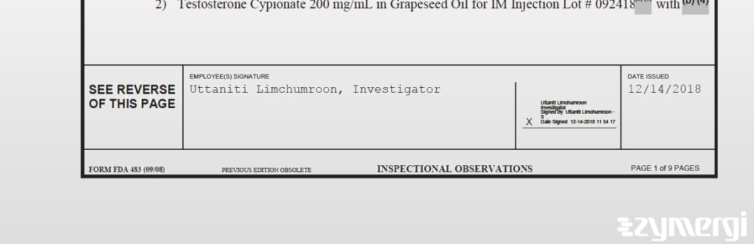 Uttaniti Limchumroon FDA Investigator 