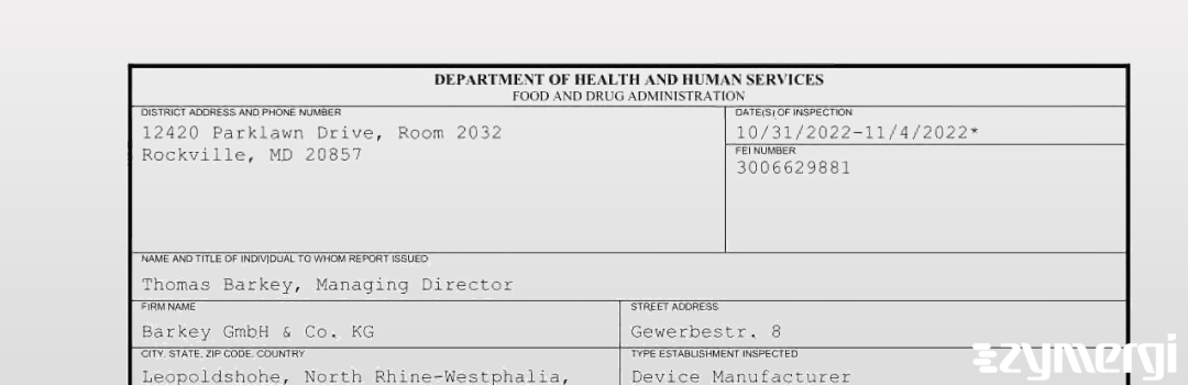 FDANews 483 Barkey GmbH & Co. KG Nov 4 2022 top