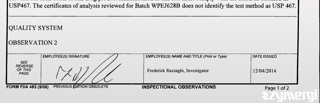 Frederick Razzaghi FDA Investigator 