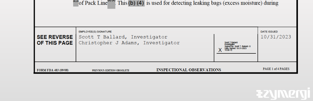 Christopher J. Adams FDA Investigator Scott T. Ballard FDA Investigator 