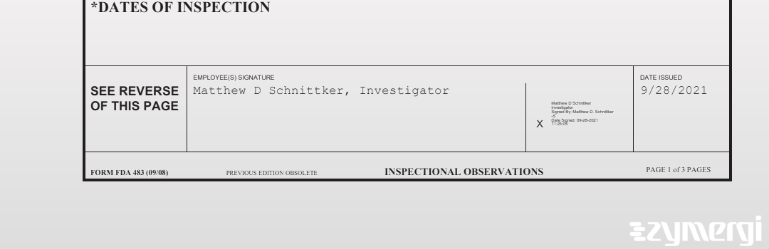 Matthew D. Schnittker FDA Investigator 
