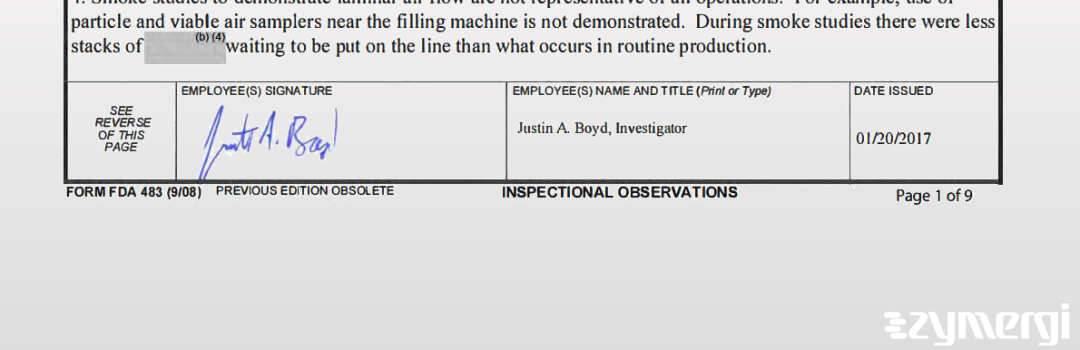Justin A. Boyd FDA Investigator 