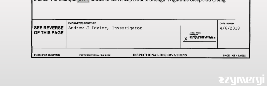 Andrew J. Idzior FDA Investigator