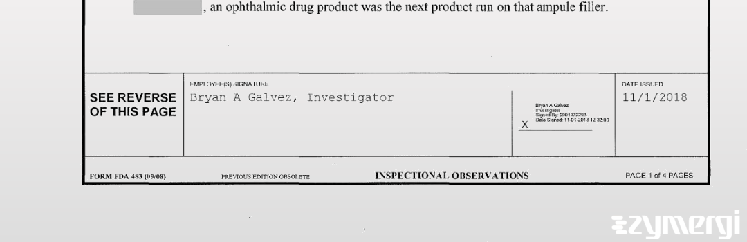 Bryan A. Galvez FDA Investigator 