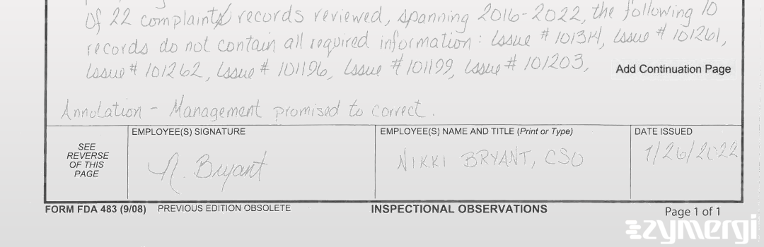 Nikki S. Bryant FDA Investigator 