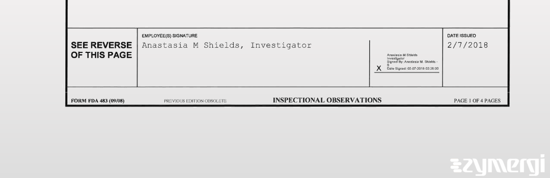 Anastasia M. Shields FDA Investigator 