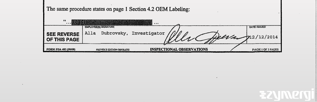 Alla Dubrovsky FDA Investigator 