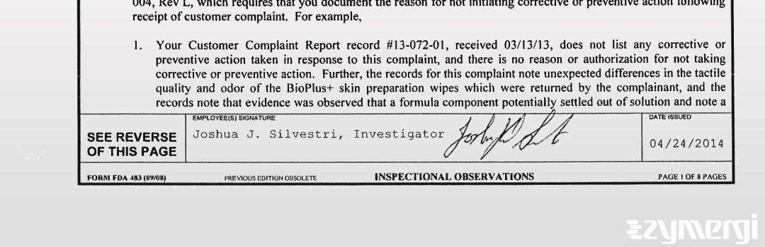 Joshua J. Silvestri FDA Investigator 