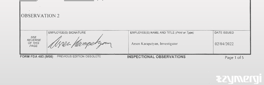 Arsen Karapetyan FDA Investigator 