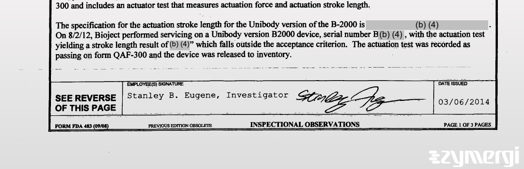 Stanley B. Eugene FDA Investigator
