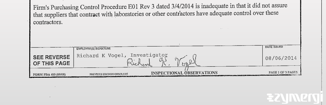 Richard K. Vogel FDA Investigator 