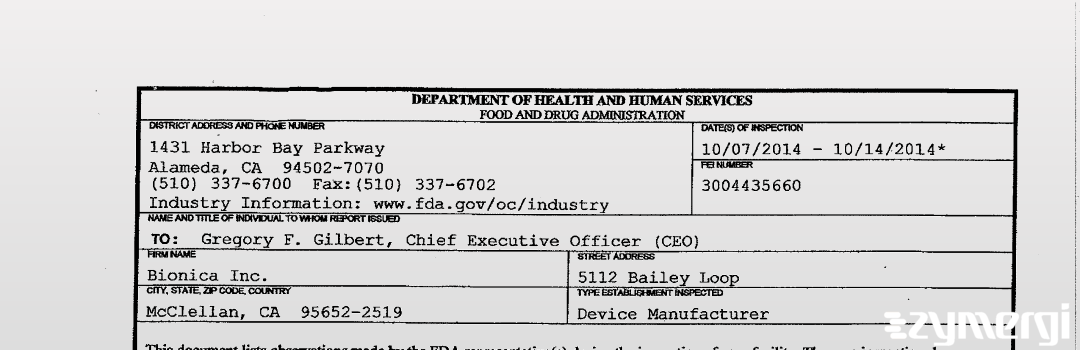 FDANews 483 Bionica Inc. Oct 14 2014 top