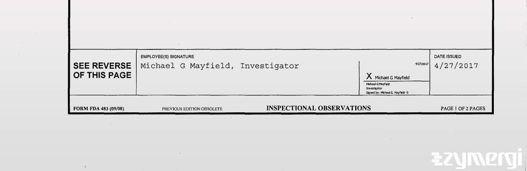 Michael G. Mayfield FDA Investigator 
