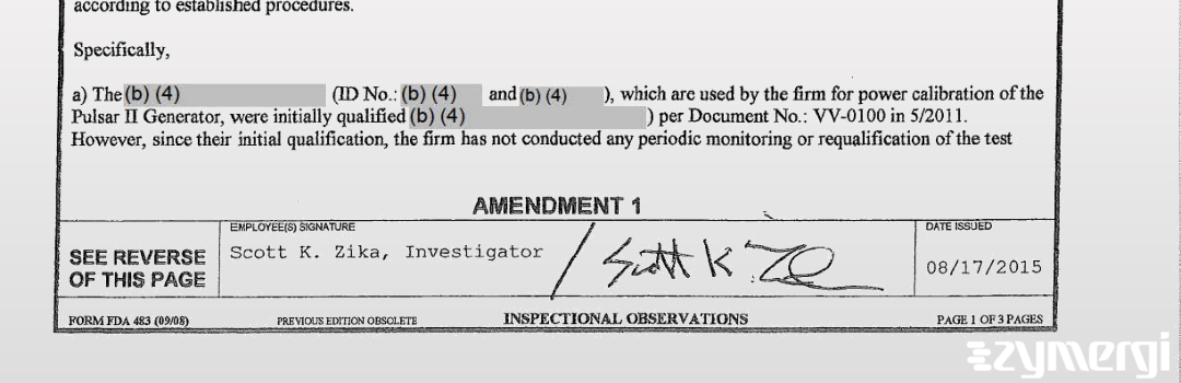 Scott K. Zika FDA Investigator