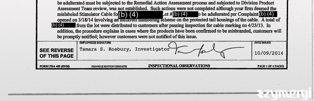 Tamara S. Rosbury FDA Investigator 