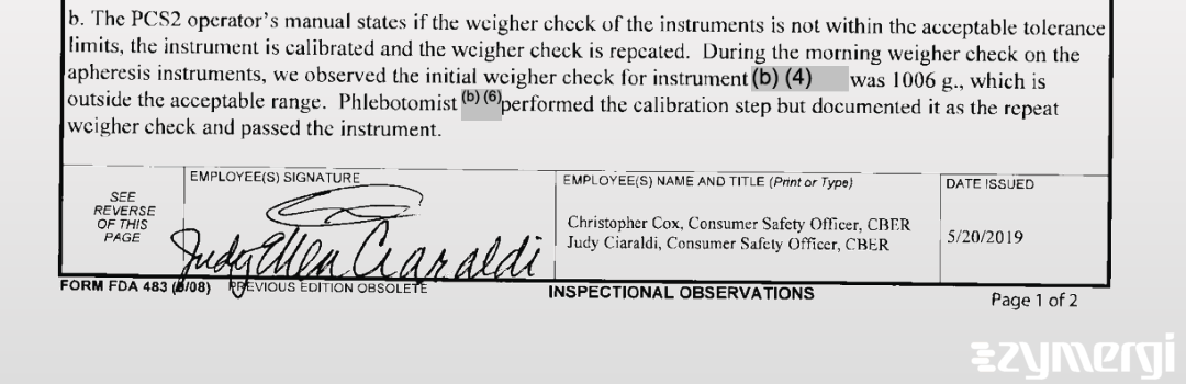 Christopher M. Cox FDA Investigator Judy E. Ciaraldi FDA Investigator 