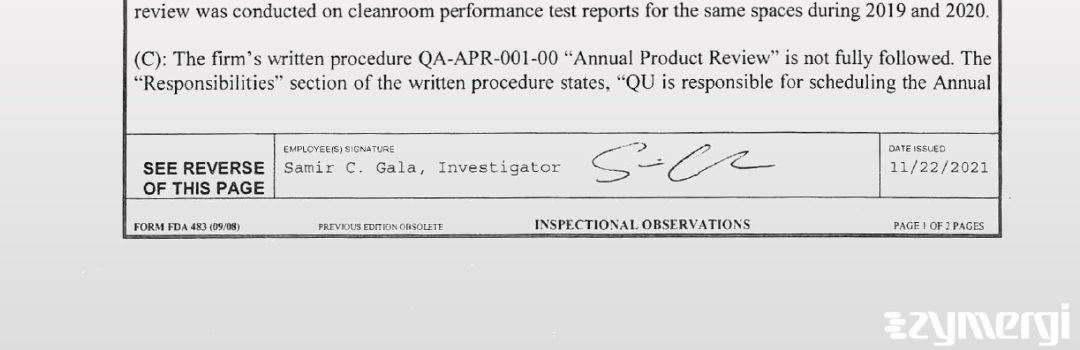 Samir C. Gala FDA Investigator 