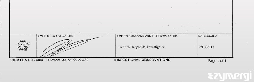 Jacob W. Reynolds FDA Investigator 