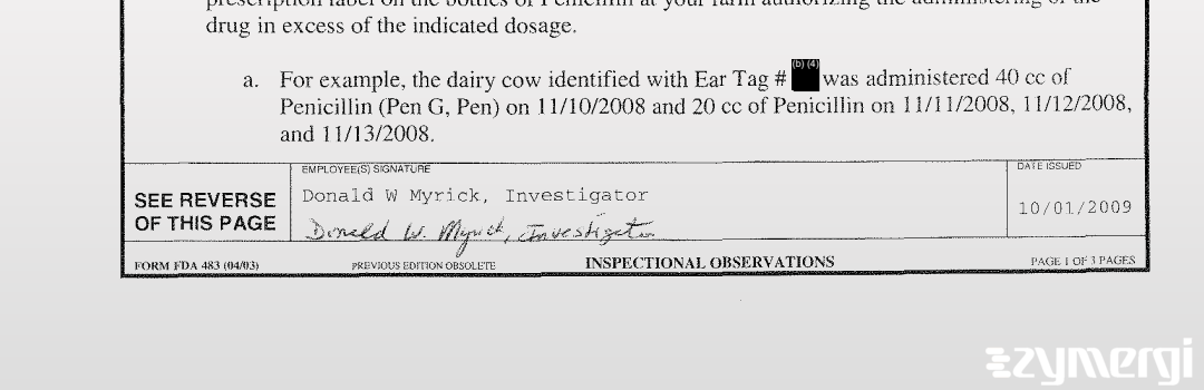 Donald W. Myrick FDA Investigator Wendy M. Stark FDA Investigator 