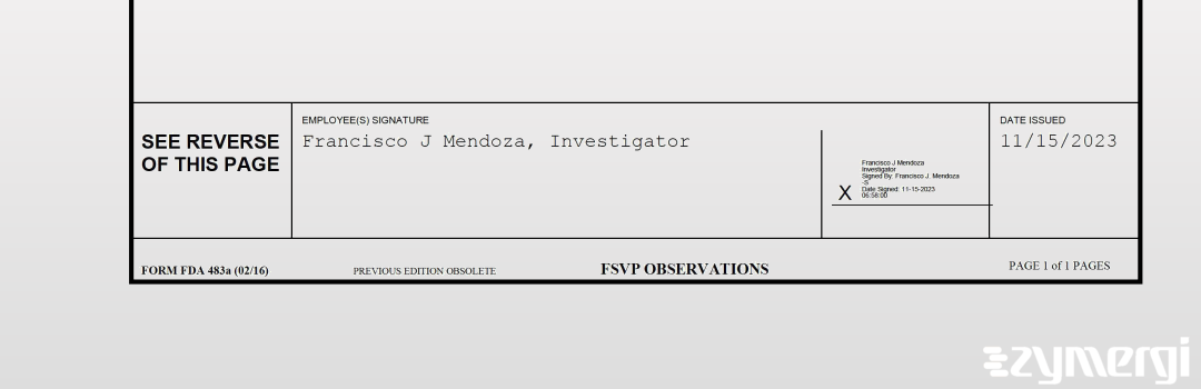 Francisco J. Mendoza FDA Investigator 