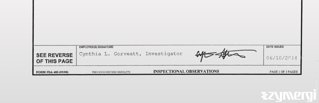 Cynthia L. Gorveatt FDA Investigator
