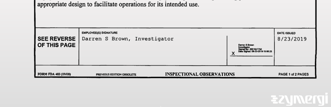 Darren S. Brown FDA Investigator 