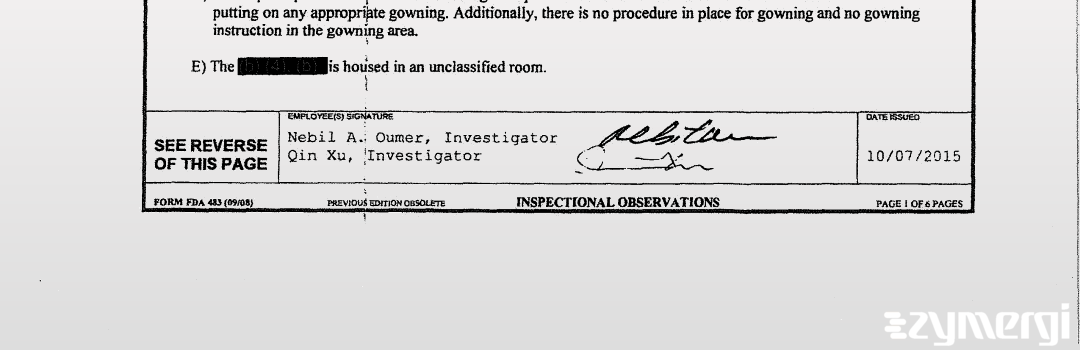 Qin Xu FDA Investigator Nebil A. Oumer FDA Investigator
