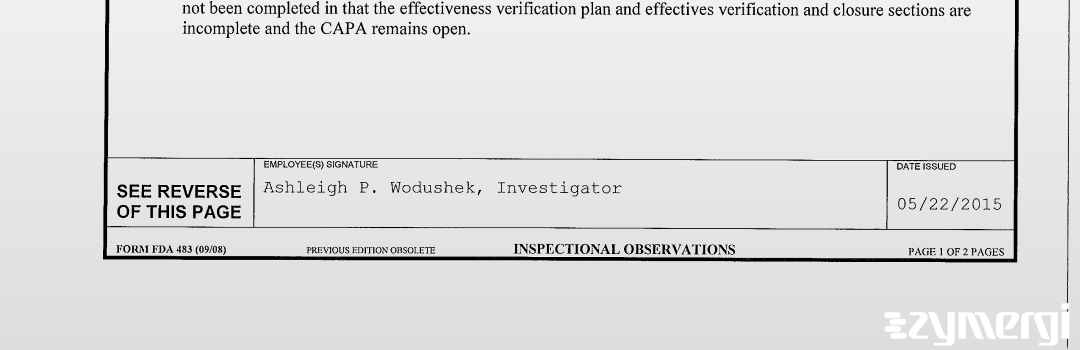 Ashleigh P. Wodushek FDA Investigator 