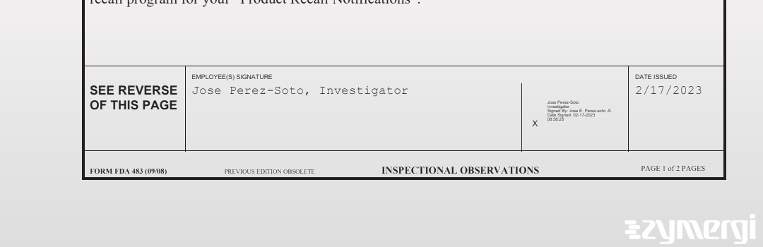 Jose Perez-Soto FDA Investigator 