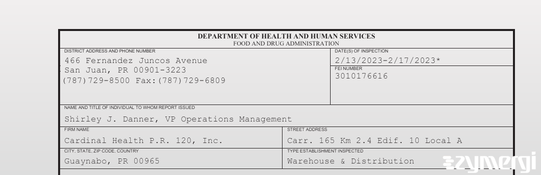 FDANews 483 Cardinal Health P.R. 120, Inc. Feb 17 2023 top
