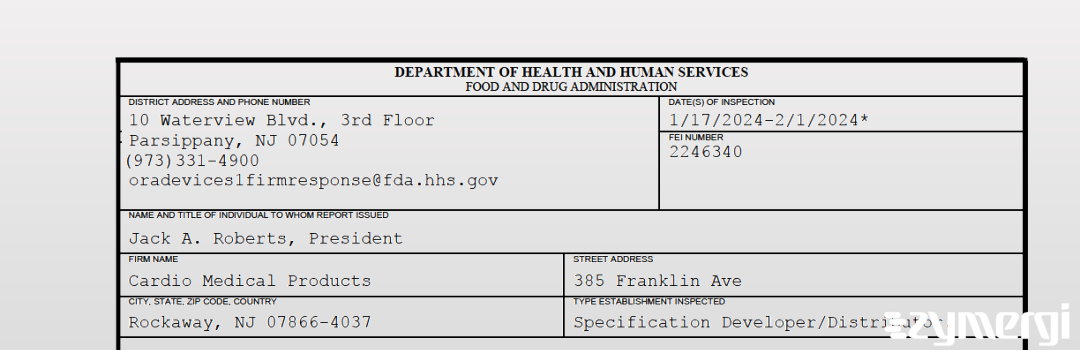 FDANews 483 Cardio Medical Products Feb 1 2024 top