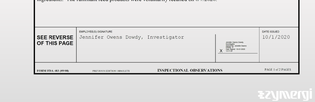 Jennifer Owens Dowdy FDA Investigator 