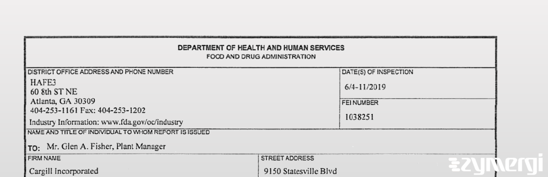 FDANews 483 Cargill, Incorporated Jun 11 2019 top