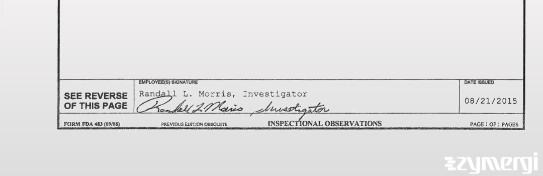Randall L. Morris FDA Investigator 