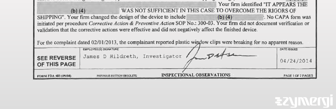 James D. Hildreth FDA Investigator 