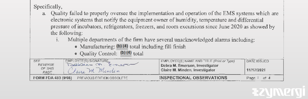 Debra M. Emerson FDA Investigator Claire M. Minden FDA Investigator 