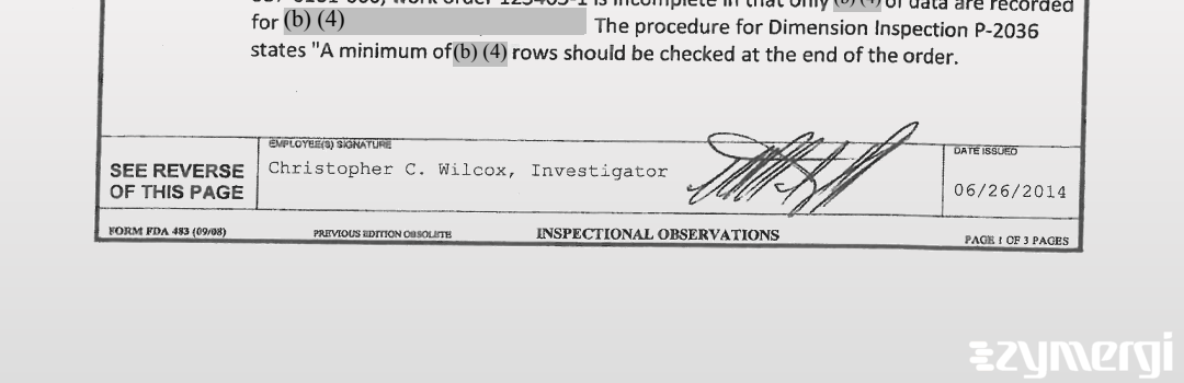 Christopher C. Wilcox FDA Investigator 