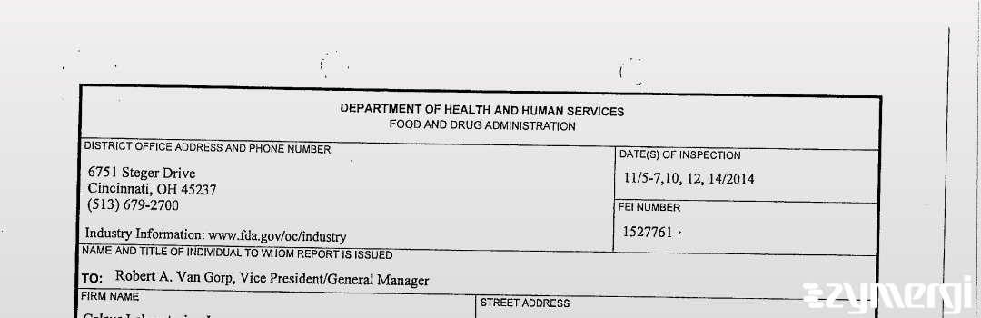 FDANews 483 Celsus Laboratories Inc Nov 14 2014 top