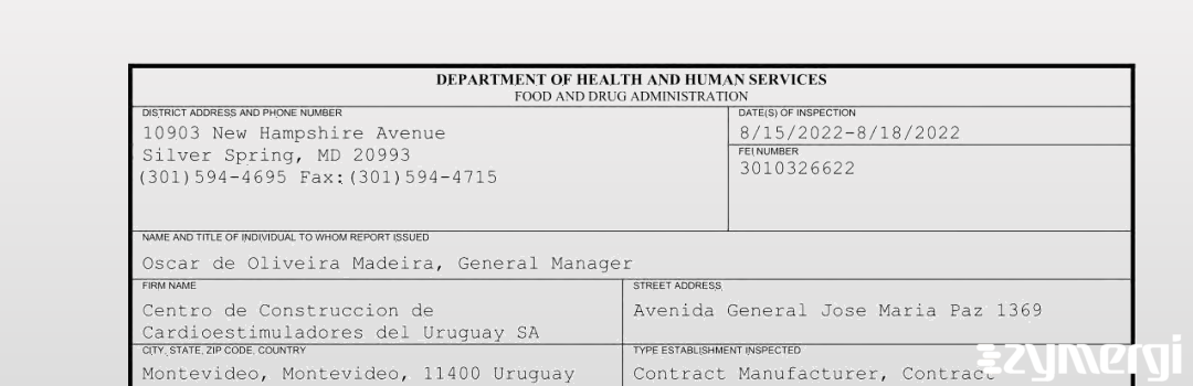 FDANews 483 Centro de Construccion de Cardioestimuladores del Uruguay SA Aug 18 2022 top