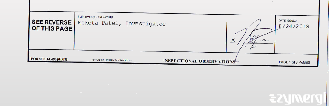Niketa Patel FDA Investigator 