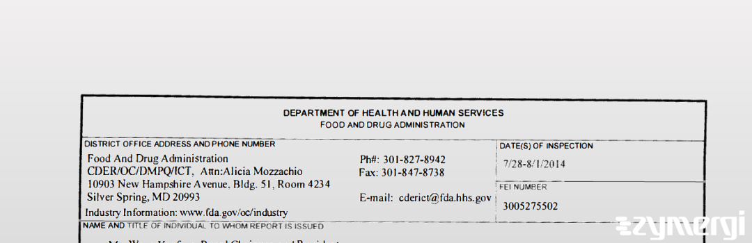 FDANews 483 Changzhou Qianhong Bio Pharma Co., Ltd. Aug 1 2014 top