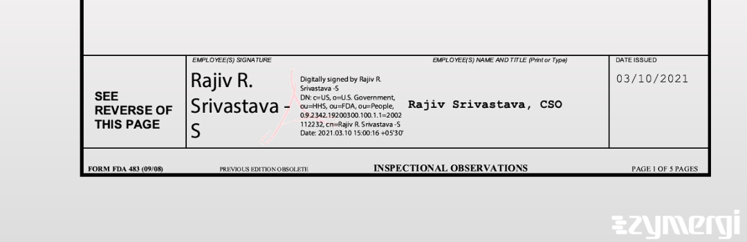 Rajiv R. Srivastava FDA Investigator