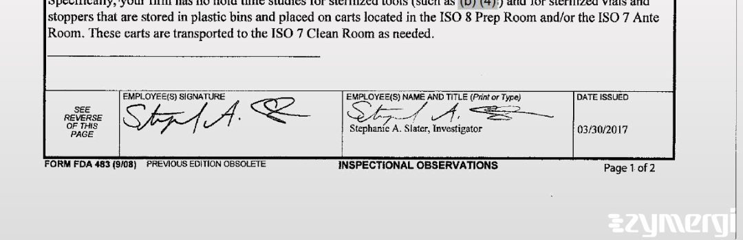 Stephanie A. Slater FDA Investigator