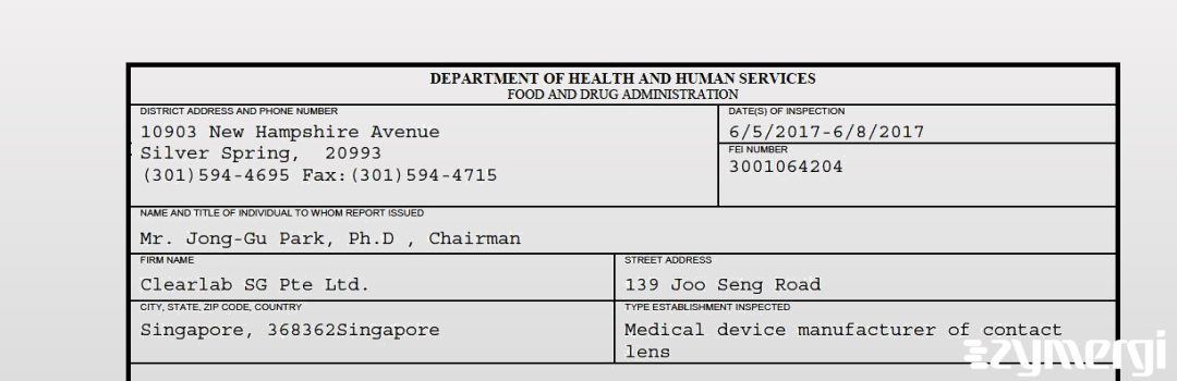 FDANews 483 Clearlab SG Pte Ltd. Jun 8 2017 top
