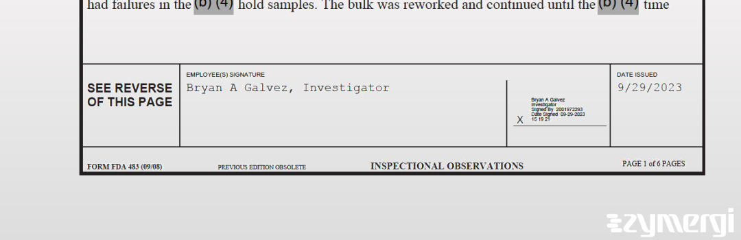 Bryan A. Galvez FDA Investigator