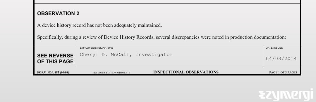 Cheryl D. McCall FDA Investigator 