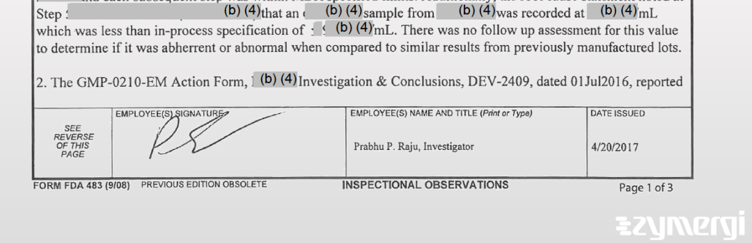 Prabhu P. Raju FDA Investigator 